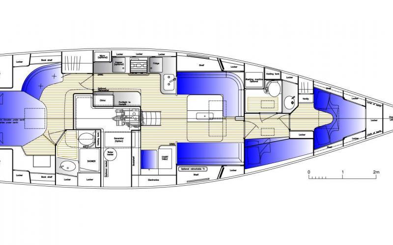 Hallberg-Rassy 44 3D & Layout